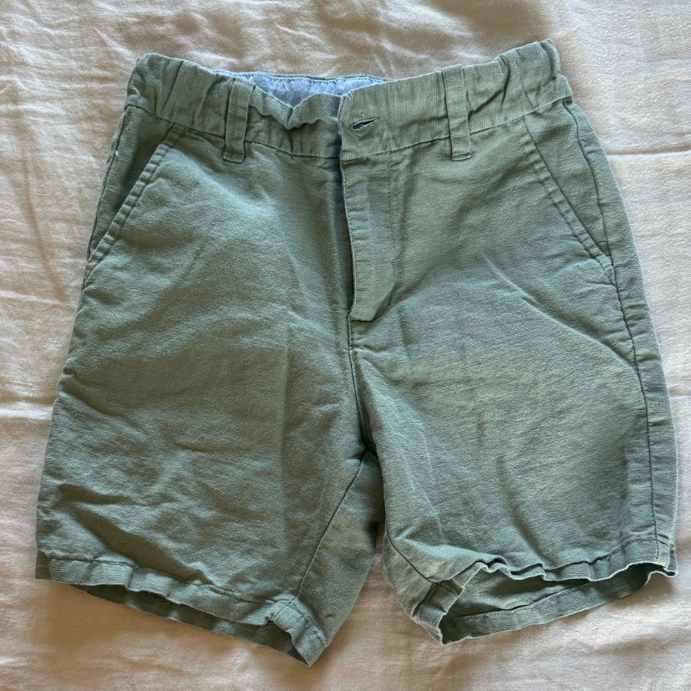 Boys Linen-blend Sage Green Shorts